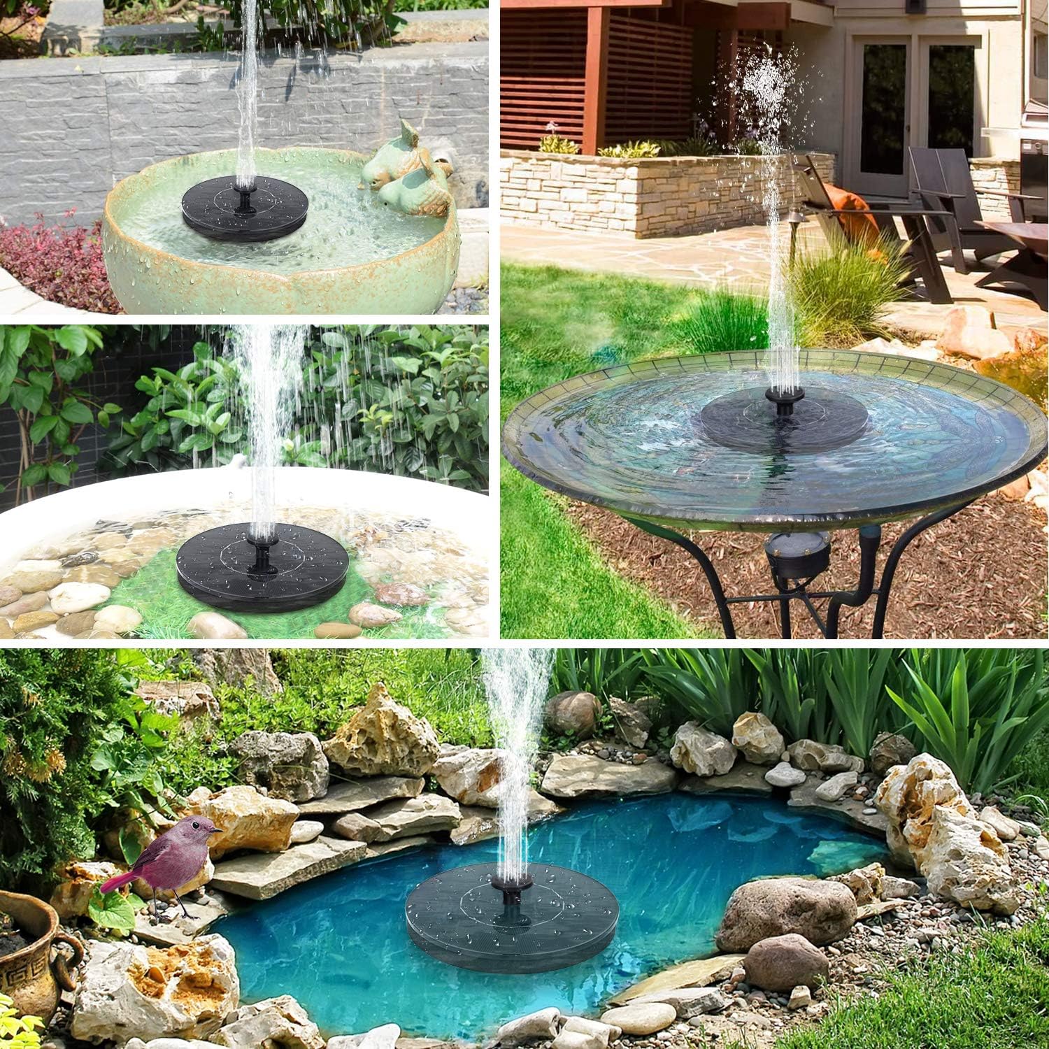 Solar Bird Bath Fountain Pump with 6 Spray Nozzles – Eco-Friendly Outdoor