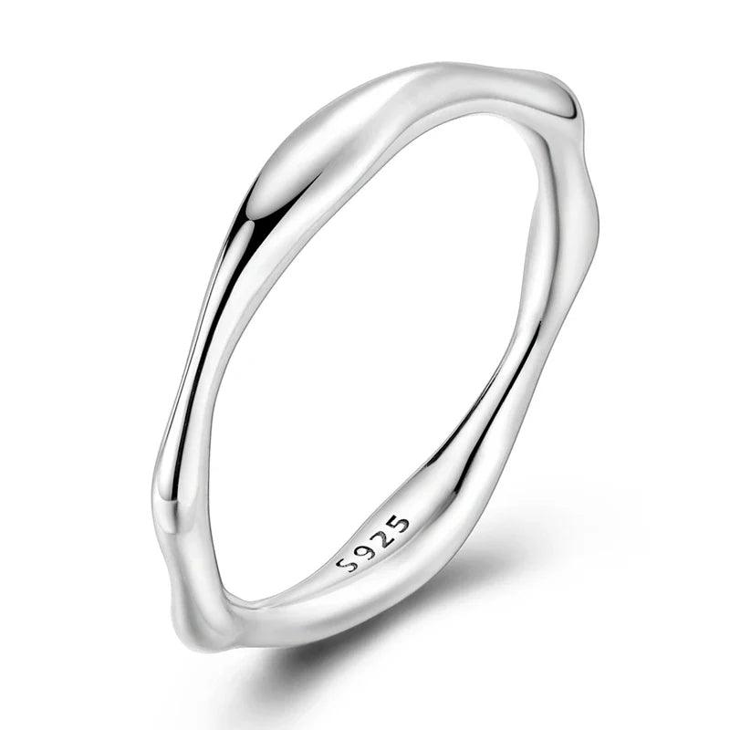 925 Sterling Silver Asymmetric Band Rings for Women - Heart Crafted Gifts