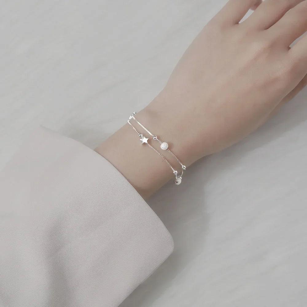 925 Sterling Silver Bracelets: Star, Pearl, Stone, Heart Charms - Heart Crafted Gifts