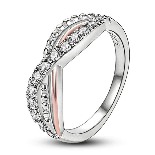 925 Sterling Silver Double Band Sparkling Rings - Heart Crafted Gifts