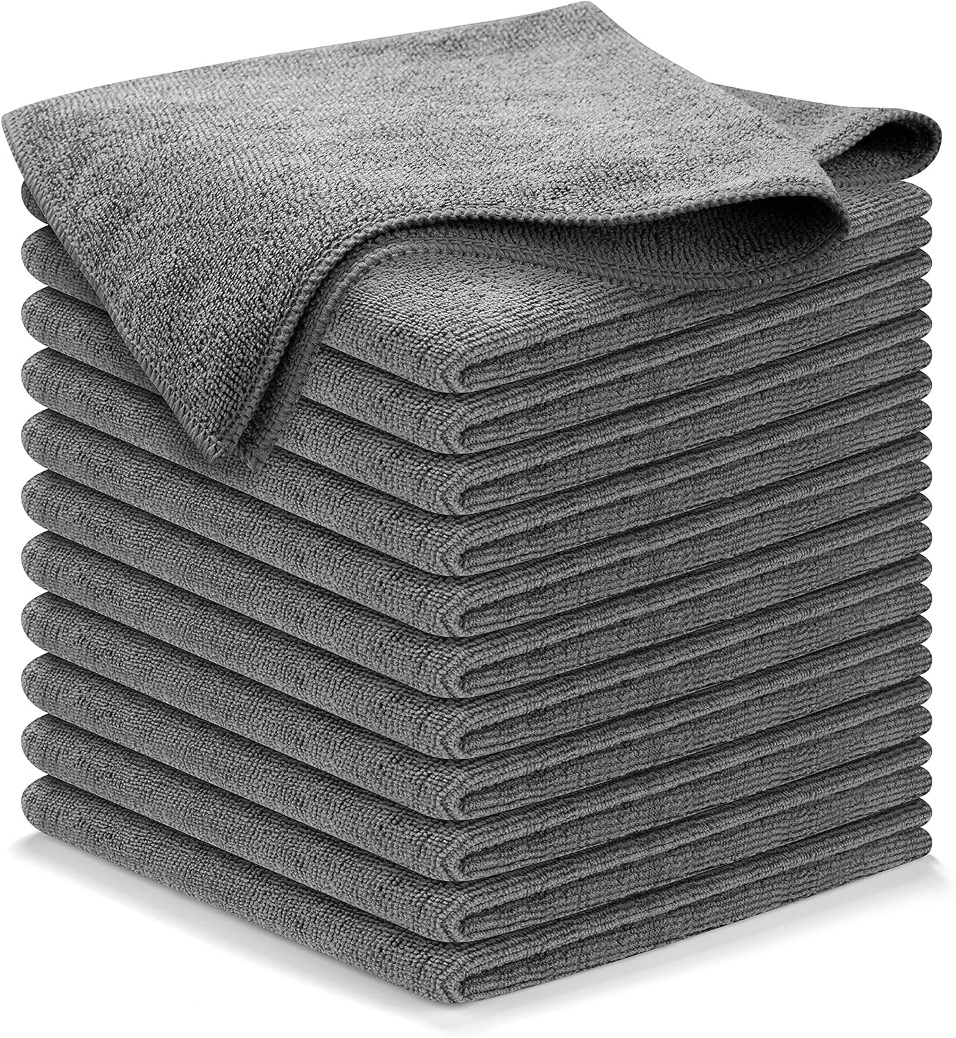 Cleaning Cloths 12 Pack – Ultra Absorbent, Lint-Free Towels 12.5"x12.5" (Grey)