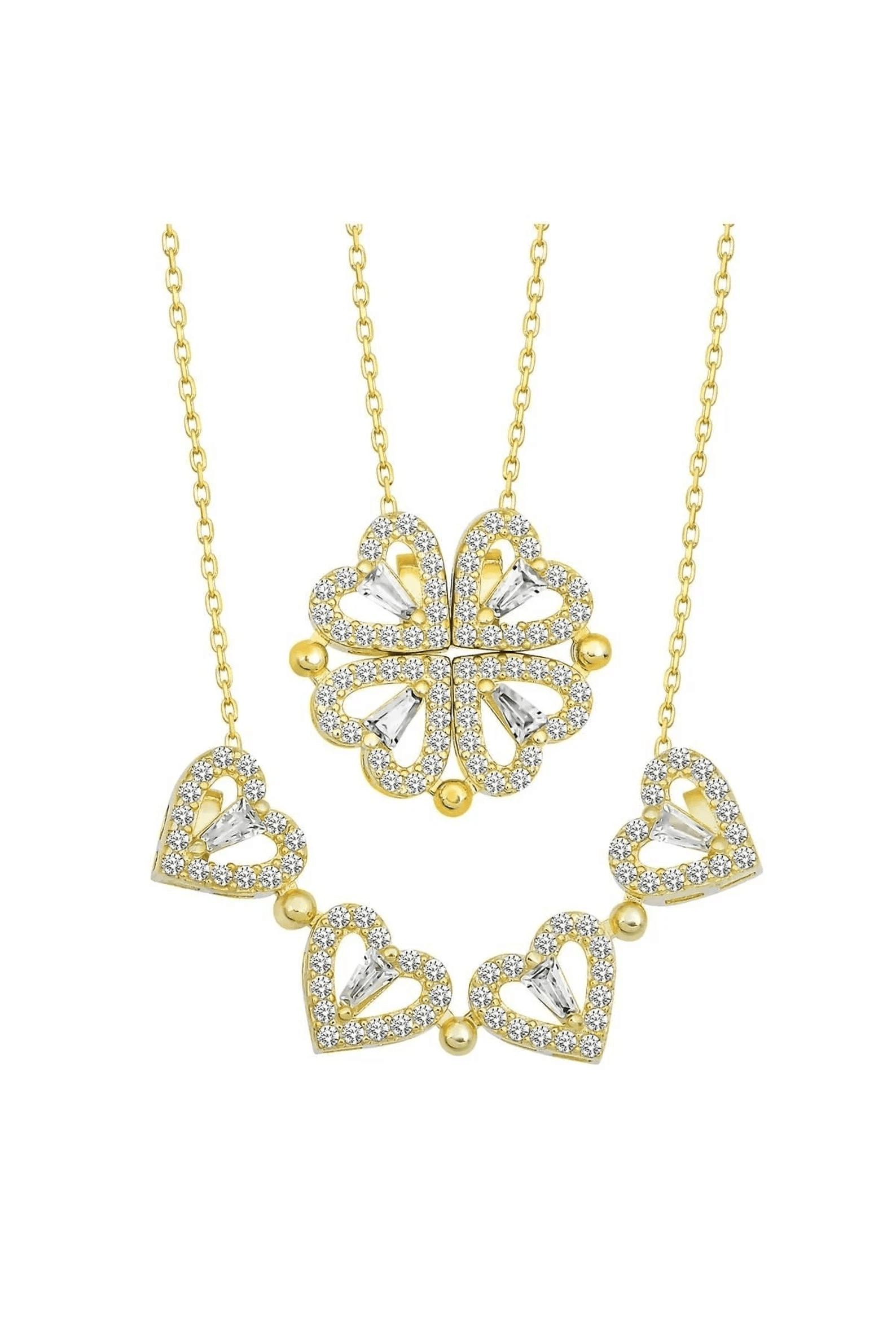 Lucky Four-Leaf Clover Magnetic Pendant Necklace & Ring Set - Heart Crafted Gifts