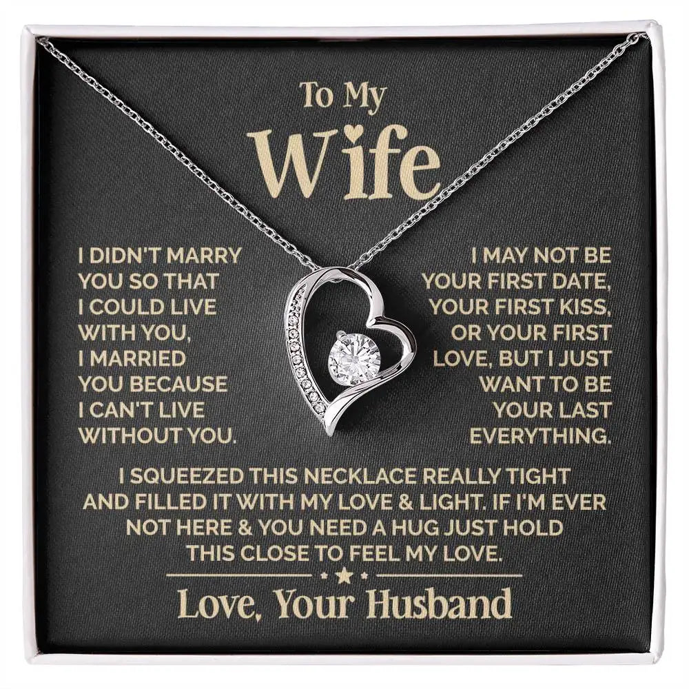 Gift for Wife: Silver Heart Necklace with Message Card & Premium Gift Box