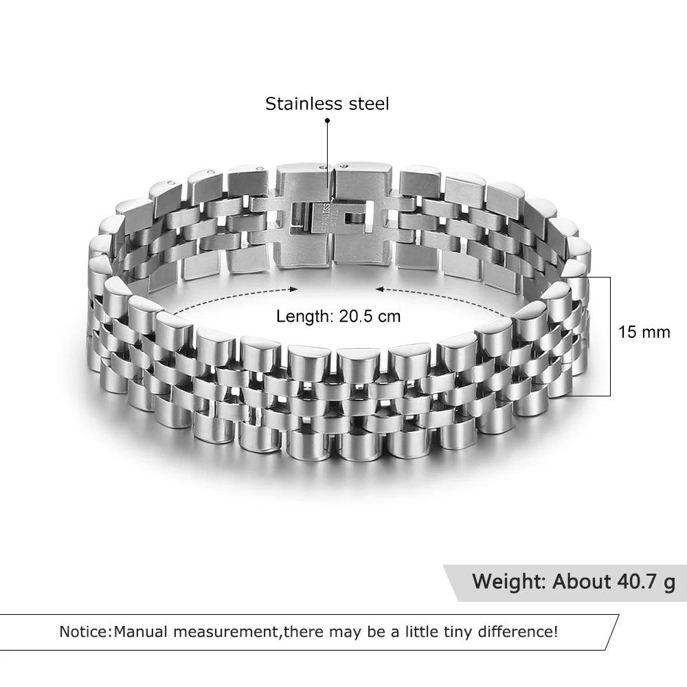 Luxury Steel Chain Link Men's Bracelet: Jewelry Gift for Him