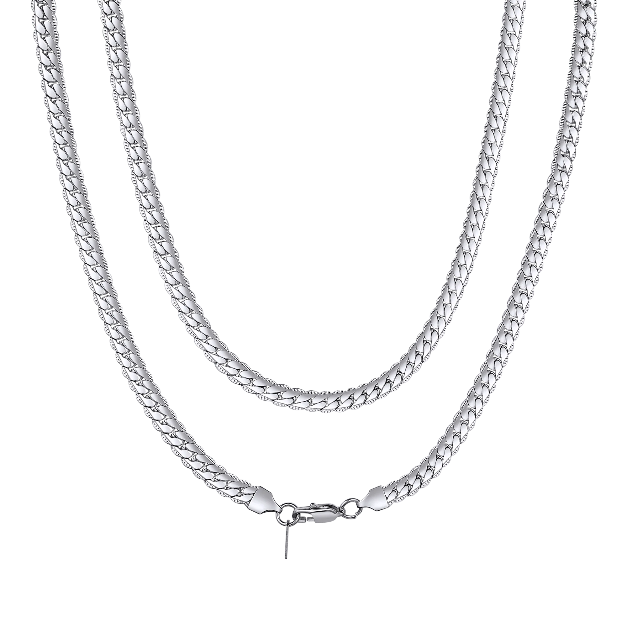 Stainless Steel Flat Chunky Snake Cuban Chain Necklaces in Gold, Black & Silver