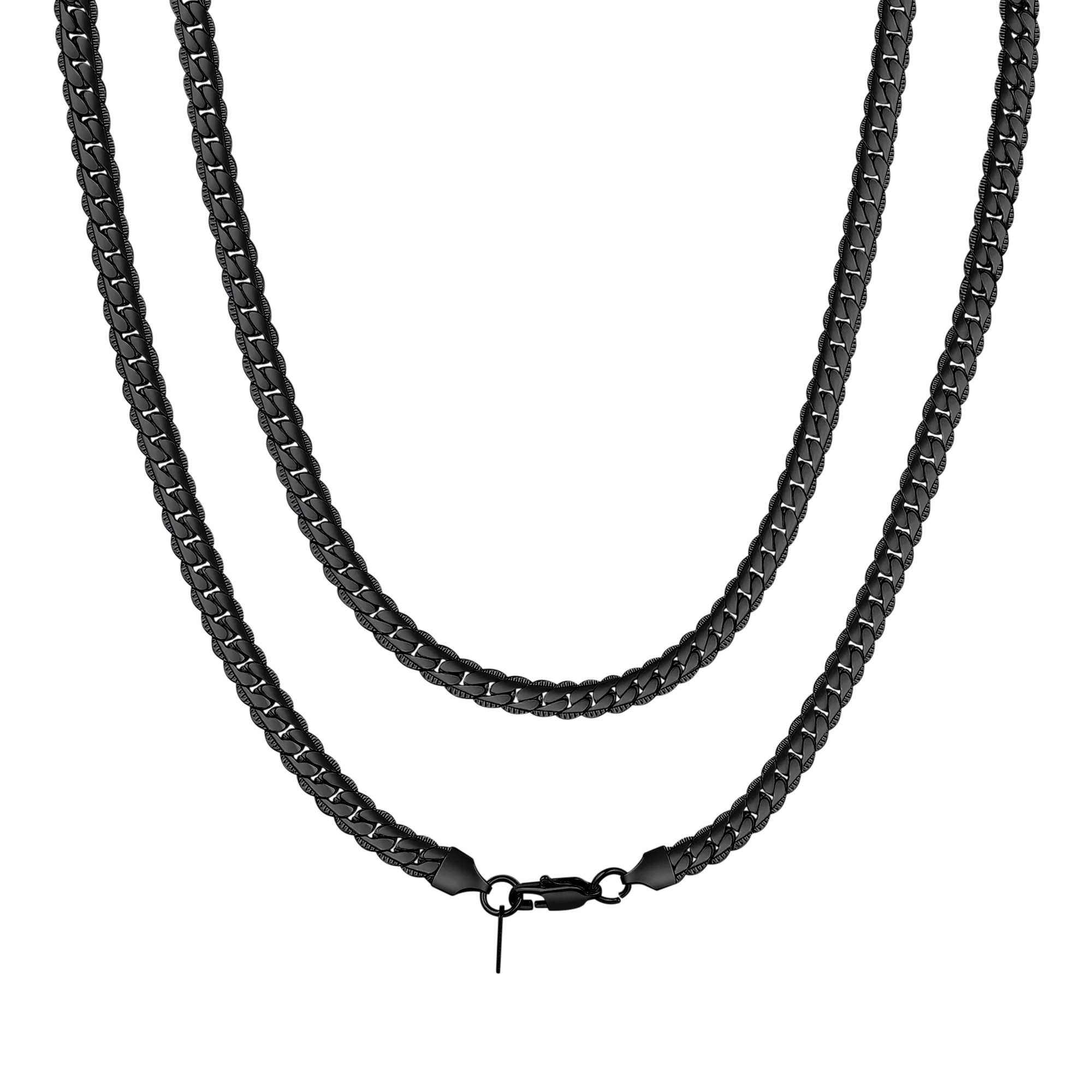 Stainless Steel Flat Chunky Snake Cuban Chain Necklaces in Gold, Black & Silver