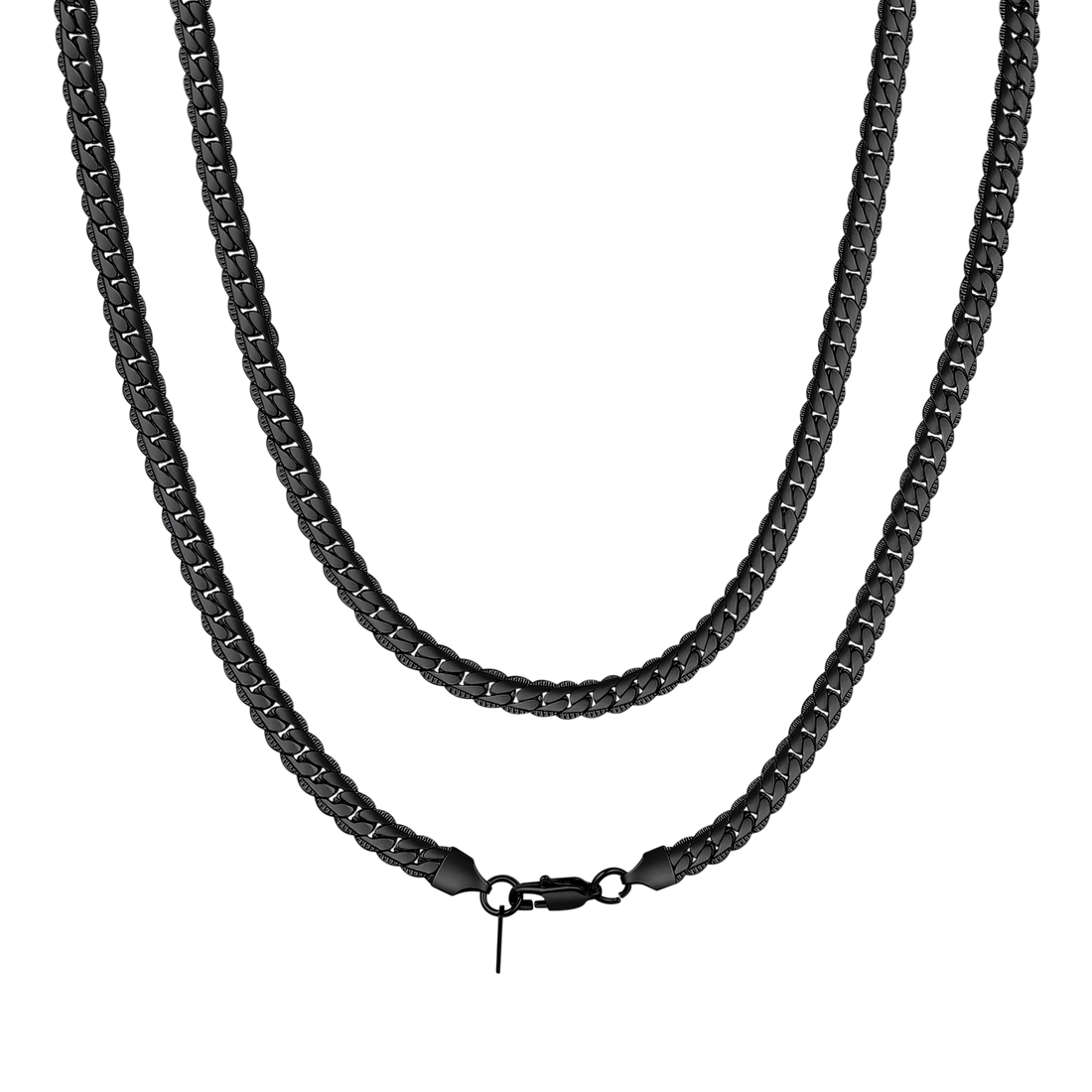 Stainless Steel Flat Chunky Snake Cuban Chain Necklaces in Gold, Black & Silver