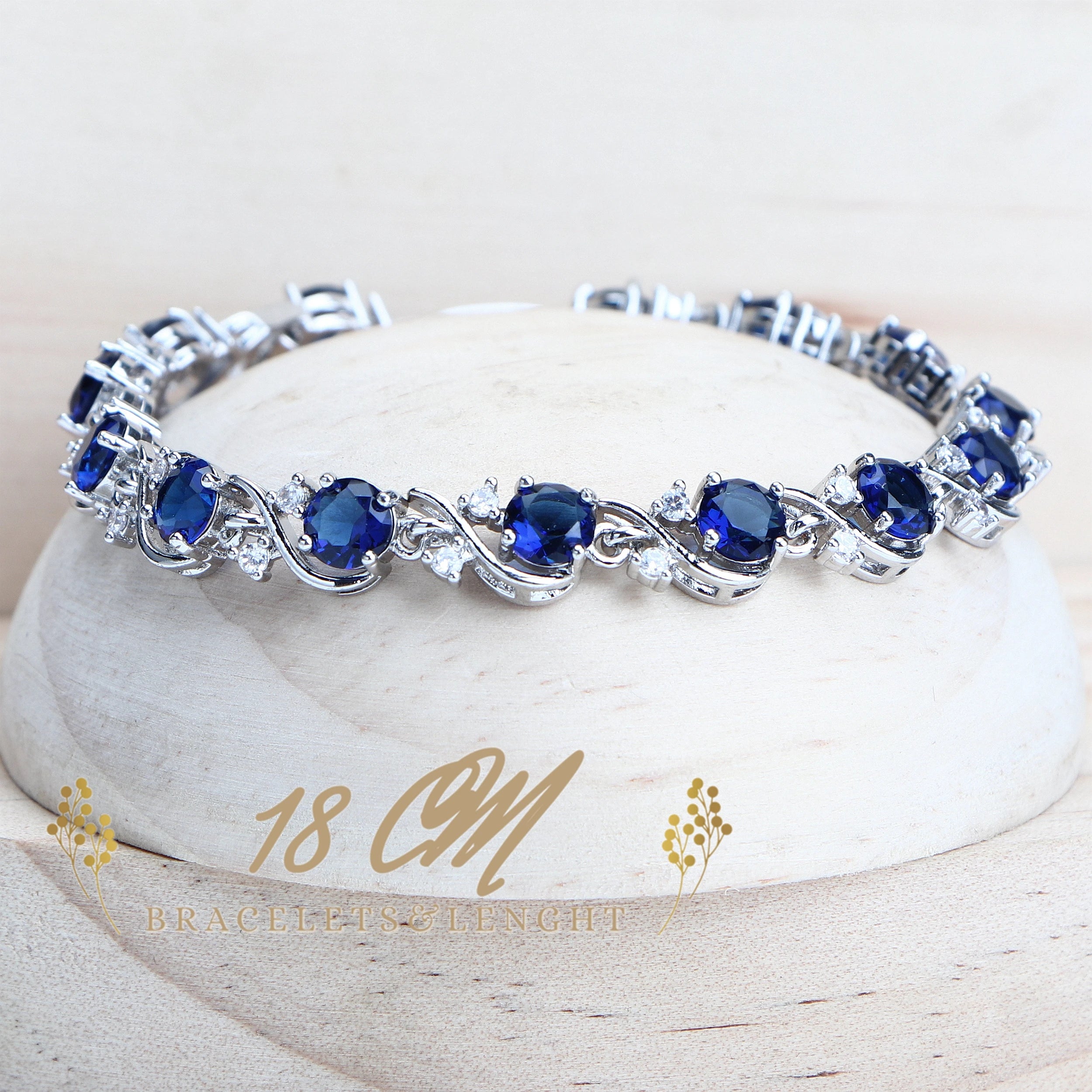 Blue Stone Bridal bracelet in 925 Sterling Silver | Heart Crafted Gifts