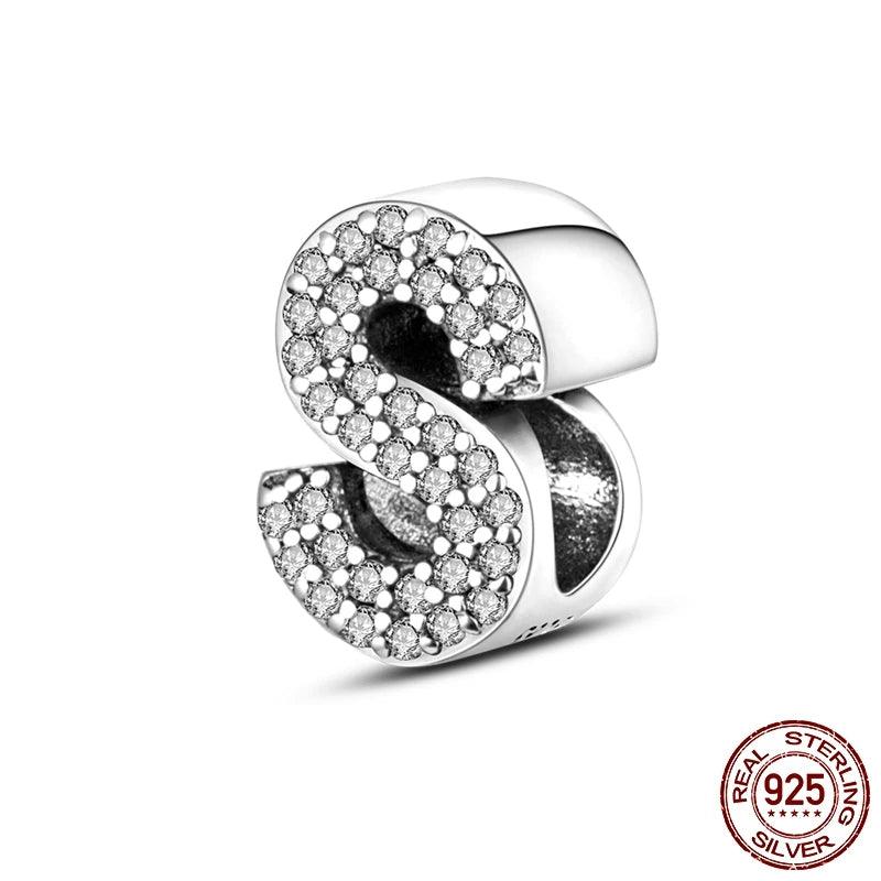 Sparkling Letter Charms: A-Z Alphabet Sterling Silver Charms