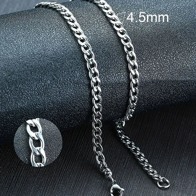 Cuban Link Chain Necklace in Stainless Steel, Black & Gold Color: Men & Women Jewelry