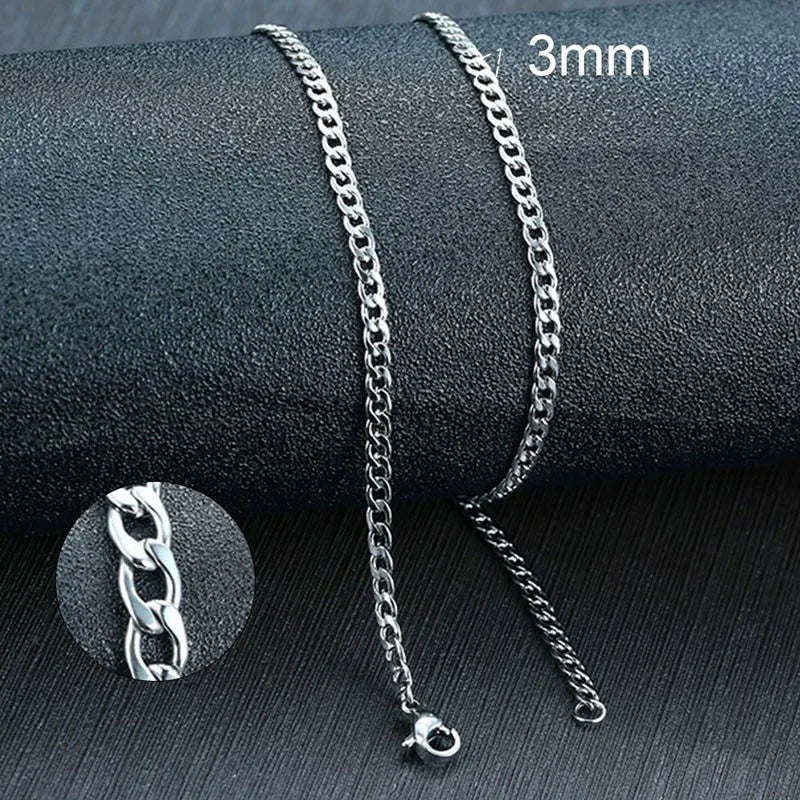 Cuban Link Chain Necklace in Stainless Steel, Black & Gold Color: Men & Women Jewelry