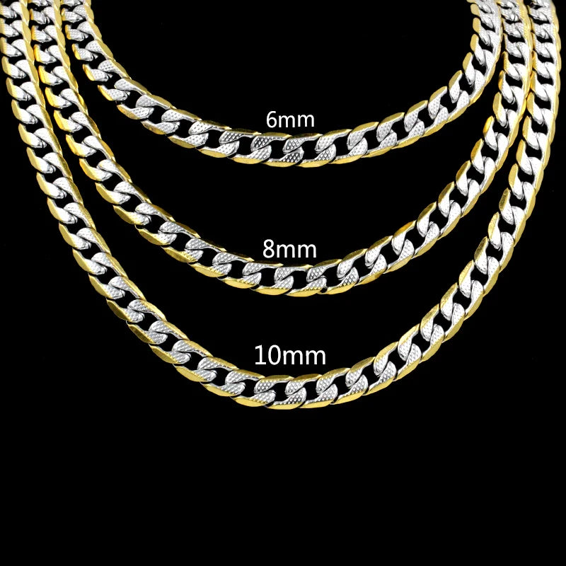 Luxurious Gold Plated Curb Link Cuban Chain Necklace for Men & Women