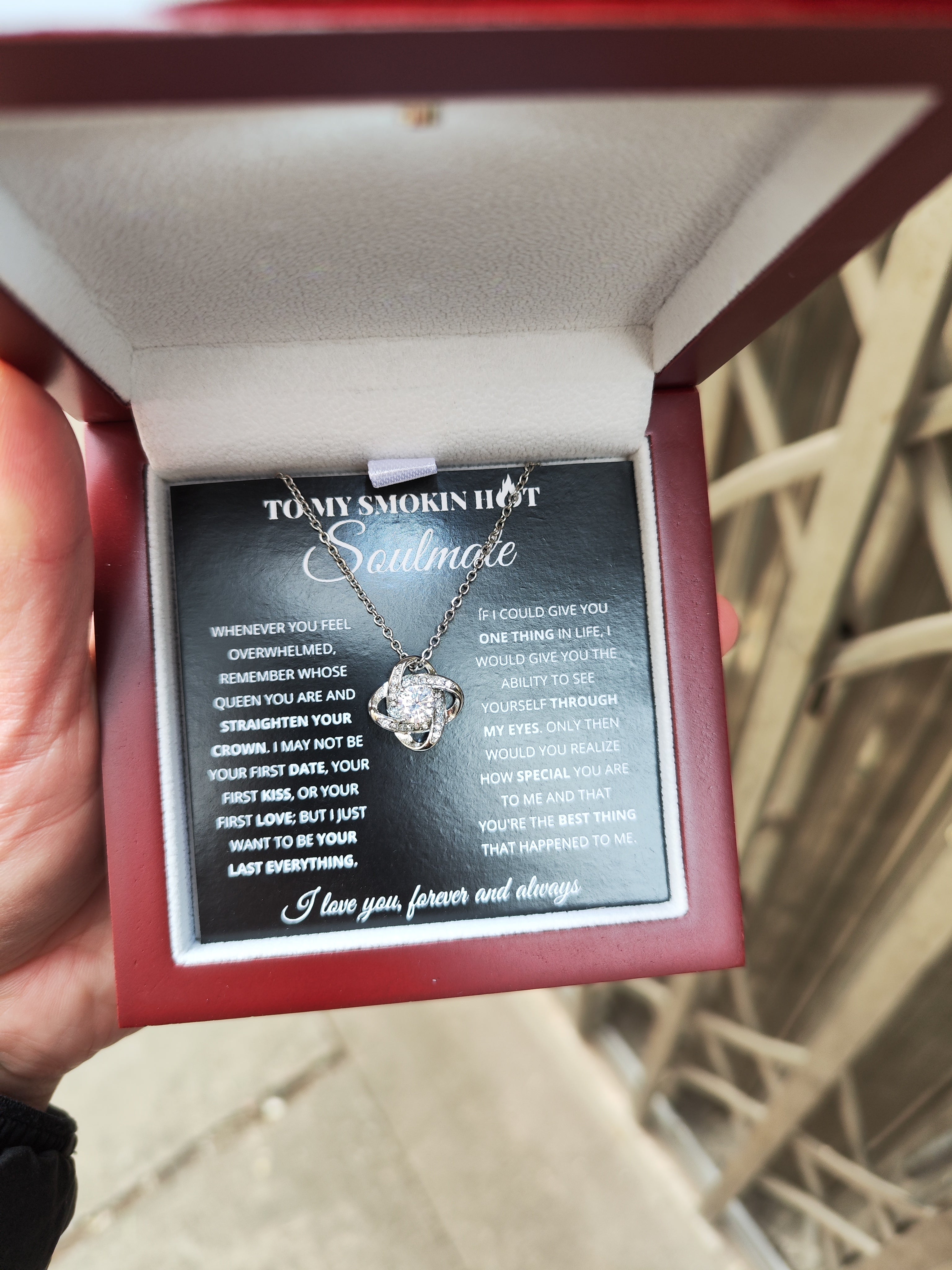 Necklace Gift for Soulmate: White Gold Plated Necklace with message card in Gift Box