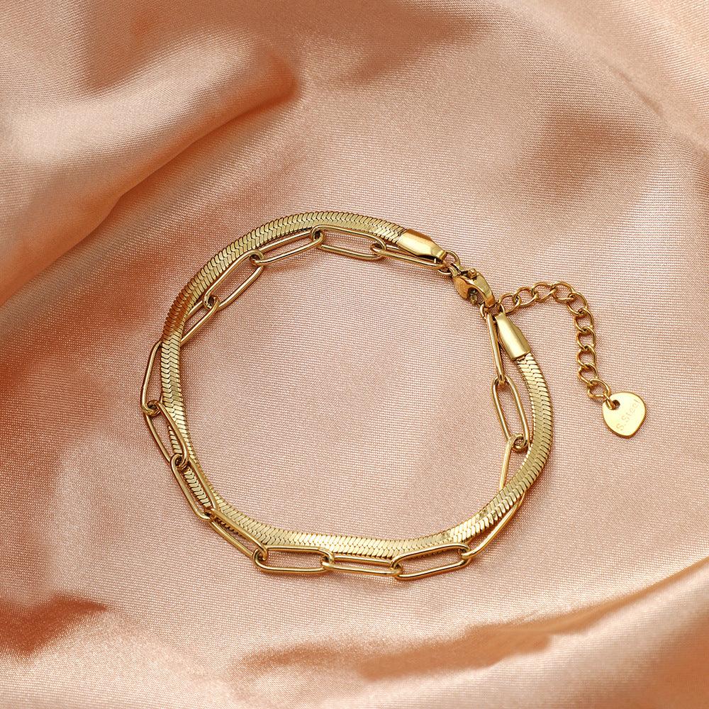 Timeless Double Layered Link Chain Bracelet for Women