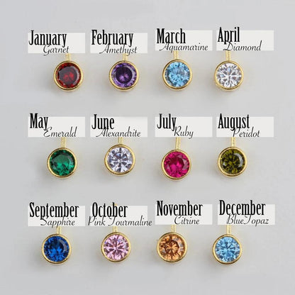 Custom Birthstone Charm Ring Pendant Necklace - Engraved Name, Gift