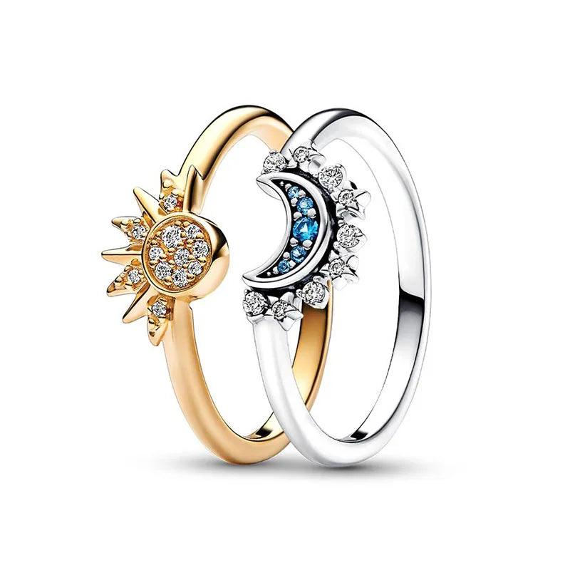 Sun and Moon Ring in 925 Sterling Silver