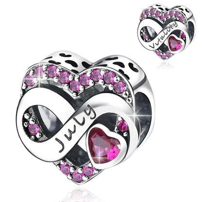 925 Sterling Silver July Birthstone Heart Bead Fits Pandora Bracelet DIY