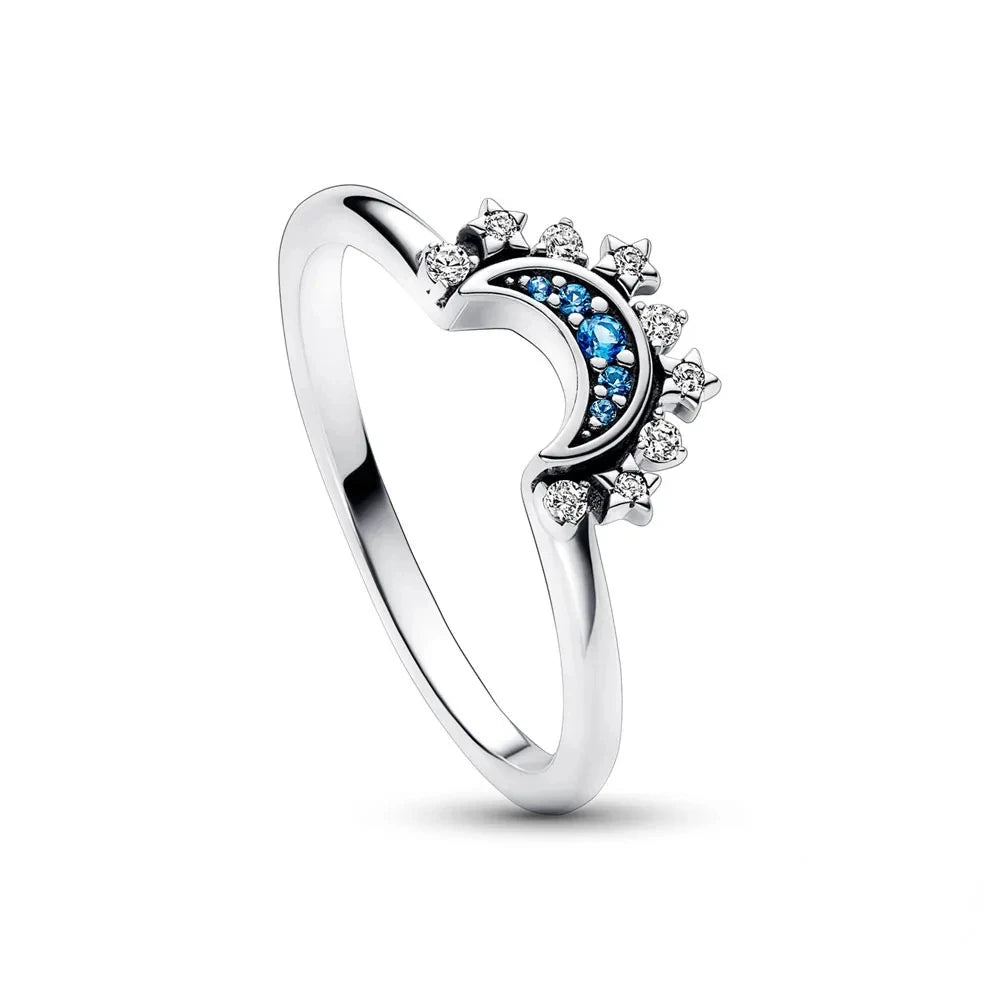 Shining Sun & Moon Ring – 925 Sterling Silver Celestial Ring for Women, Classic Everyday Jewelry Gift