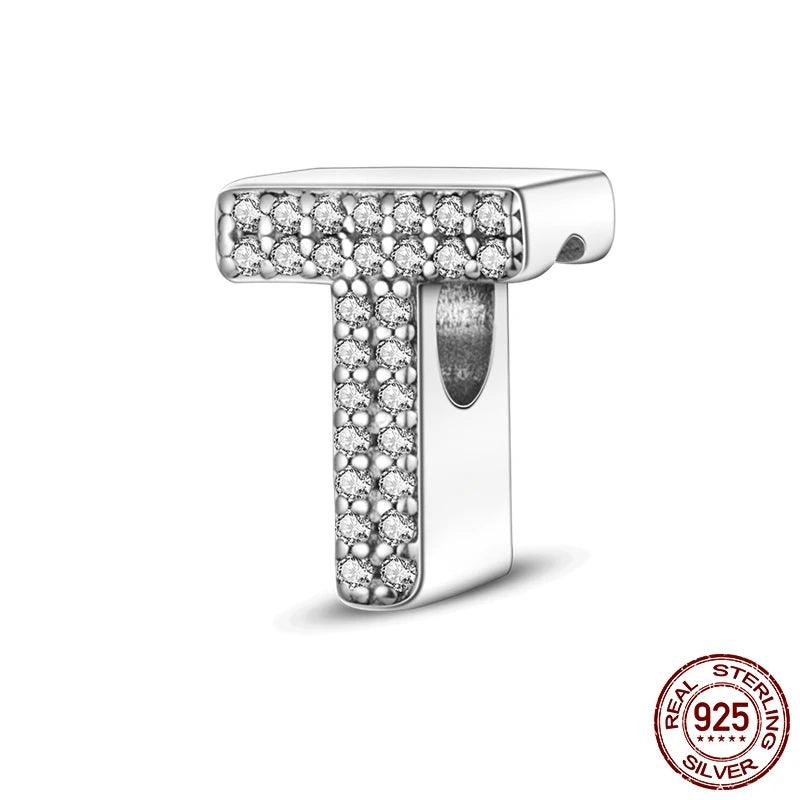 Sparkling Letter Charms: A-Z Alphabet Sterling Silver Charms