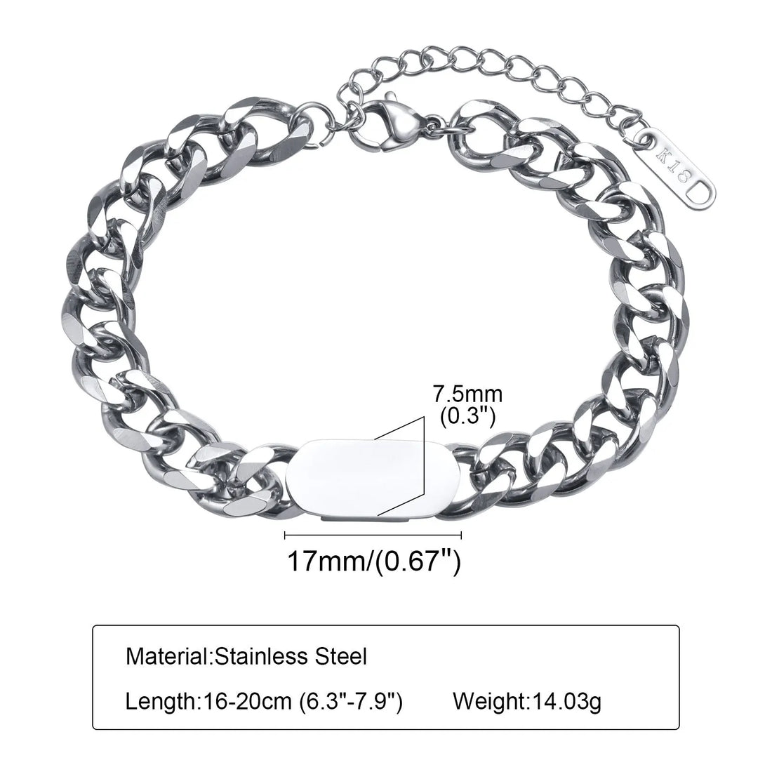 Cuban Chain Custom Bracelet for Men – Wristband Gift for him