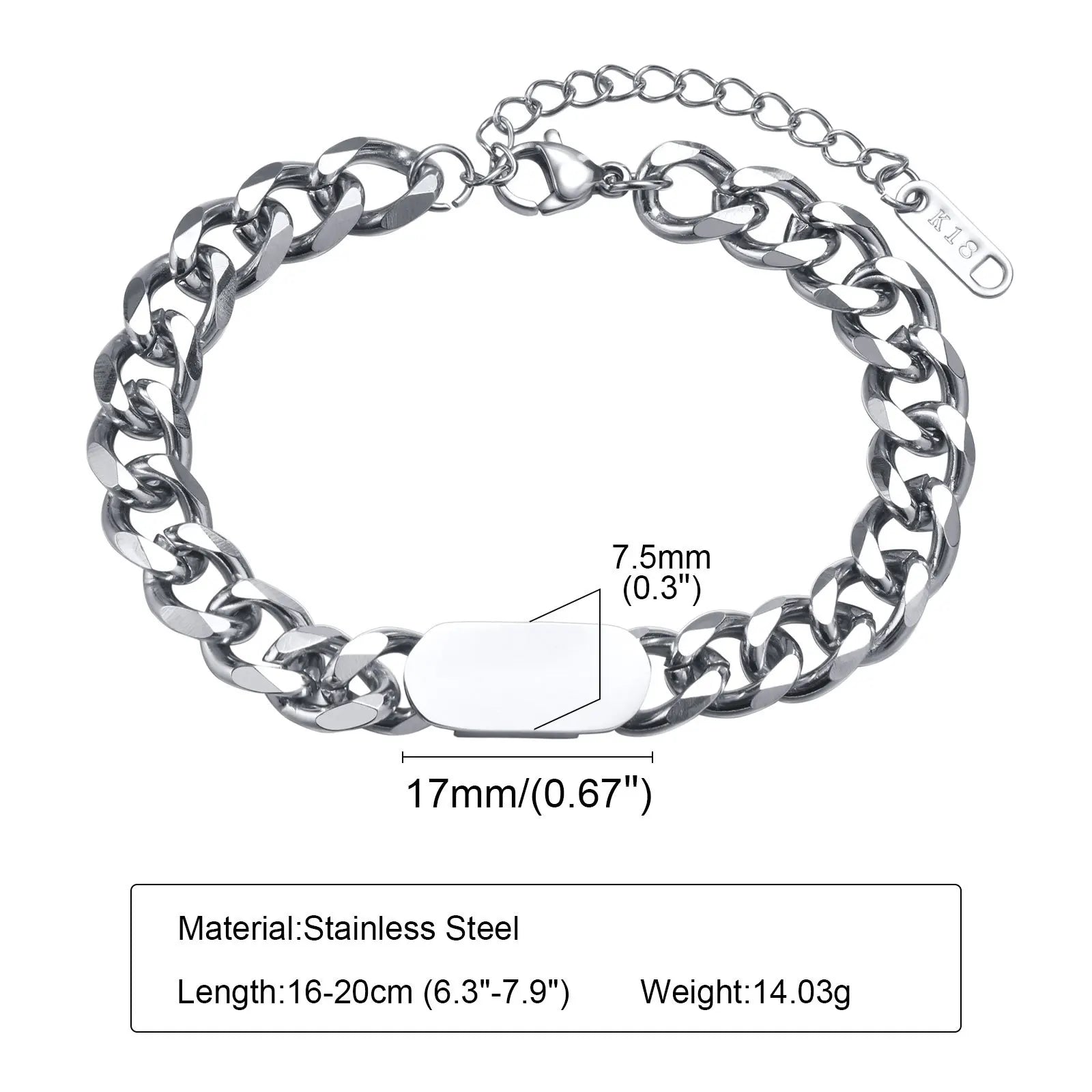 Cuban Chain Custom Bracelet for Men – Wristband Gift for him