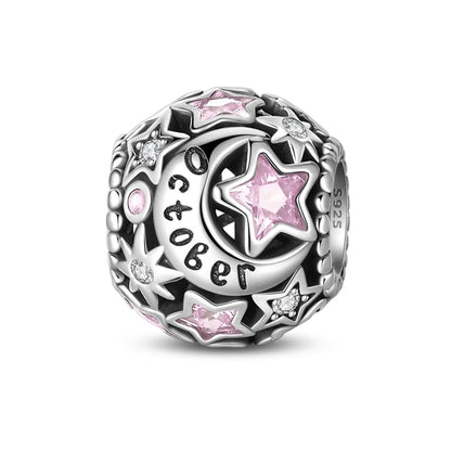 October Birthstone Charms: Round in 925 Sterling Silver
