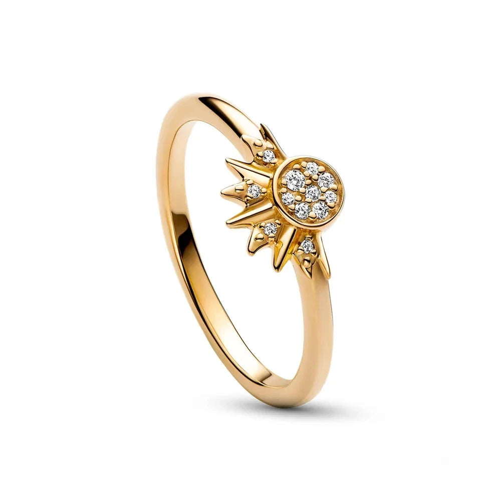 Shining Sun & Moon Ring – 925 Sterling Silver Celestial Ring for Women, Classic Everyday Jewelry Gift