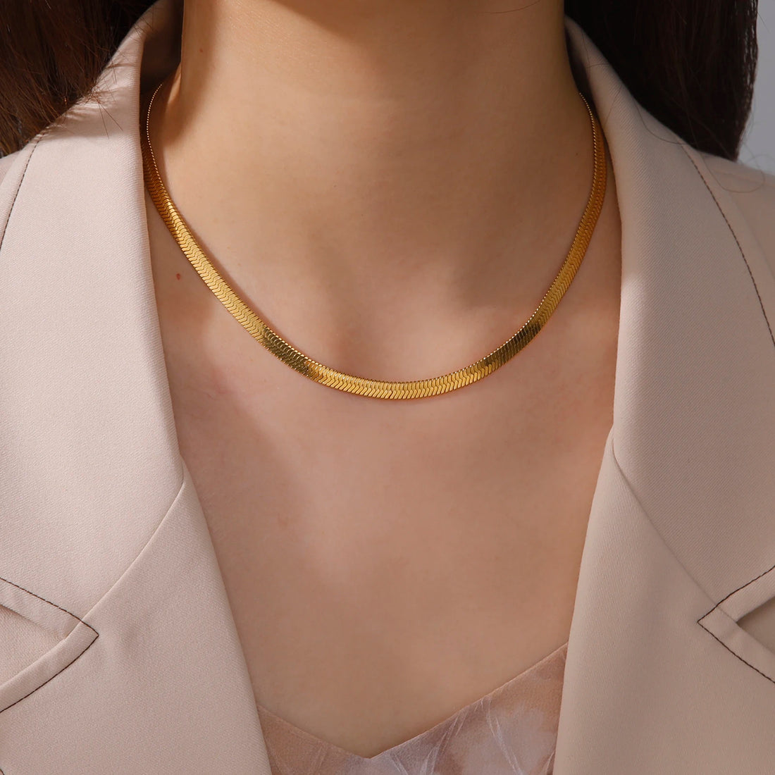 Stainless Steel Snake Chain Necklace for Women & Men in Gold & Silver