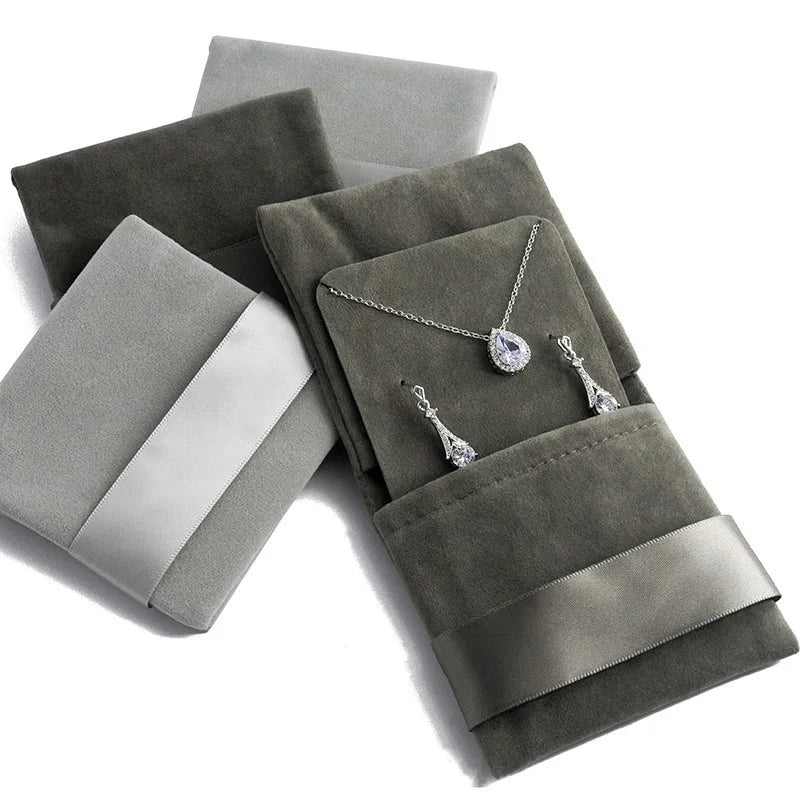 Exquisite Packaging Flannel Gift Bag for Necklace & Earrings Set