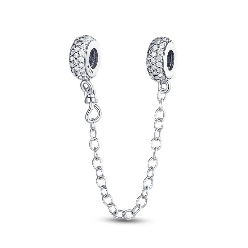 Paved Sparkles Safety Chain Charms for Pandora Bracelet