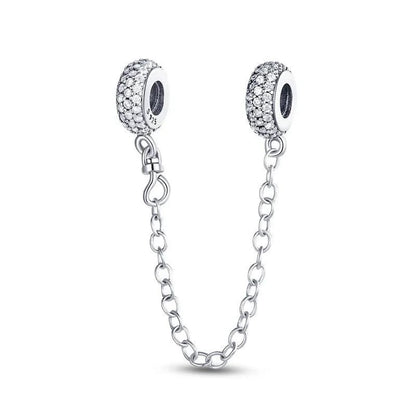Paved Sparkles Safety Chain Charms for Pandora Bracelet