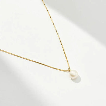 18K Gold Plated Sterling Silver Pearl Pendant Necklace - June Birthstone - Heart Crafted Gifts