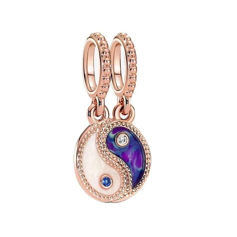 Splittable Yin Yang Rose Gold Charms in Sterling Silver