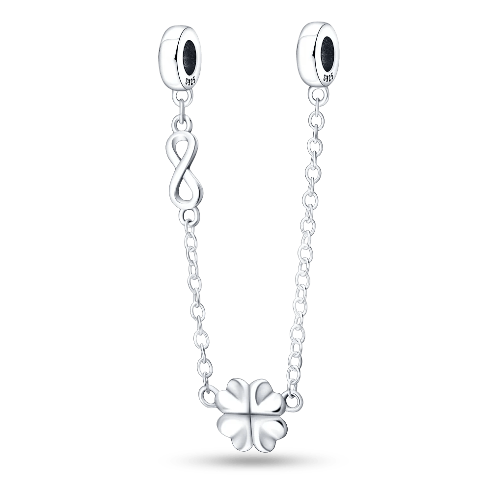 Infinity & Clover Safety Chain Charms for Pandora Bracelet