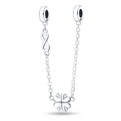 Infinity & Clover Safety Chain Charms for Pandora Bracelet