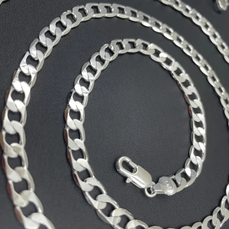 Link Chain Necklace in Sterling Silver: Men & Women Jewelry Gift