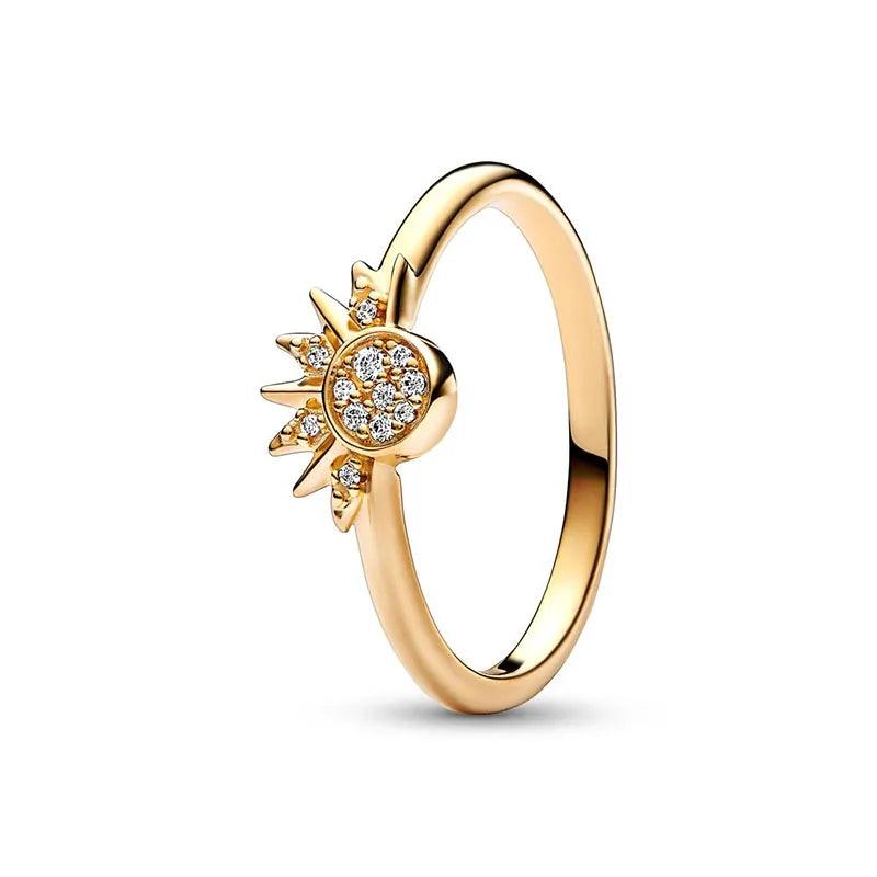 Gold Plated Sun Ring in 925 Sterling Silver