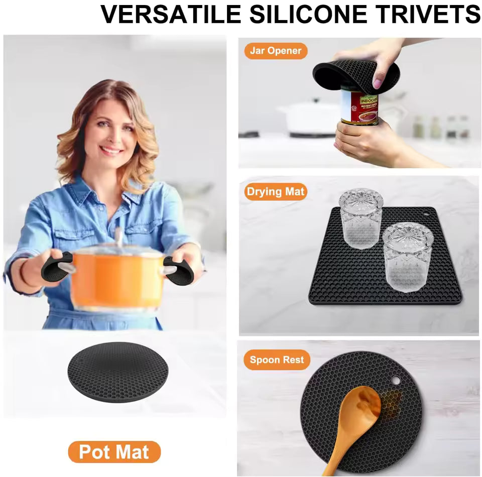 Silicone Trivet Mats – 4 Heat-Resistant Pot Holders Non-Slip Hot