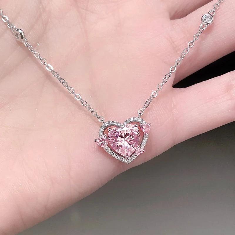925 Sterling Silver Sparkling Elevated Heart Pendant Necklace