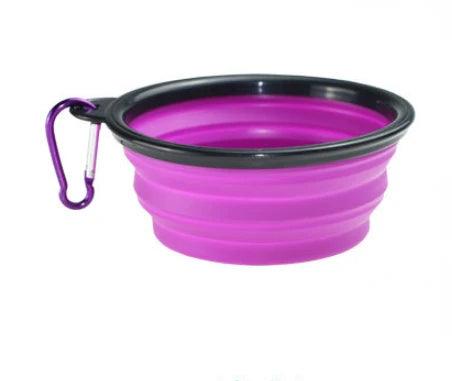 Collapsible Silicone Pet Bowl - Portable Travel Dish with Carabiner