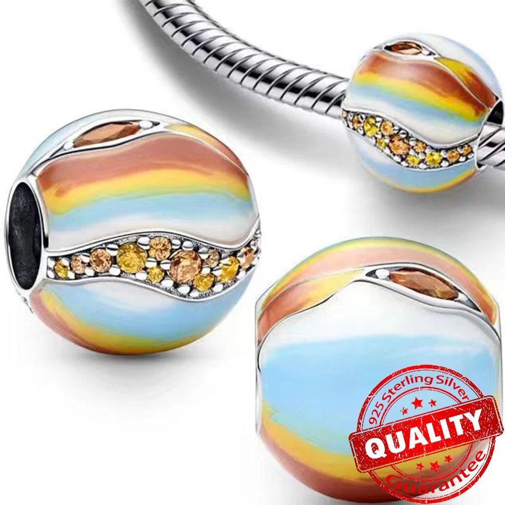 14k Gold Plated Colored Waves Charms for Pandora Bracelets