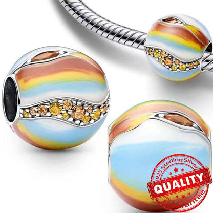 14k Gold Plated Colored Waves Charms for Pandora Bracelets