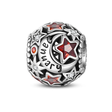 January Birthstone Charms: Round in 925 Sterling Silver