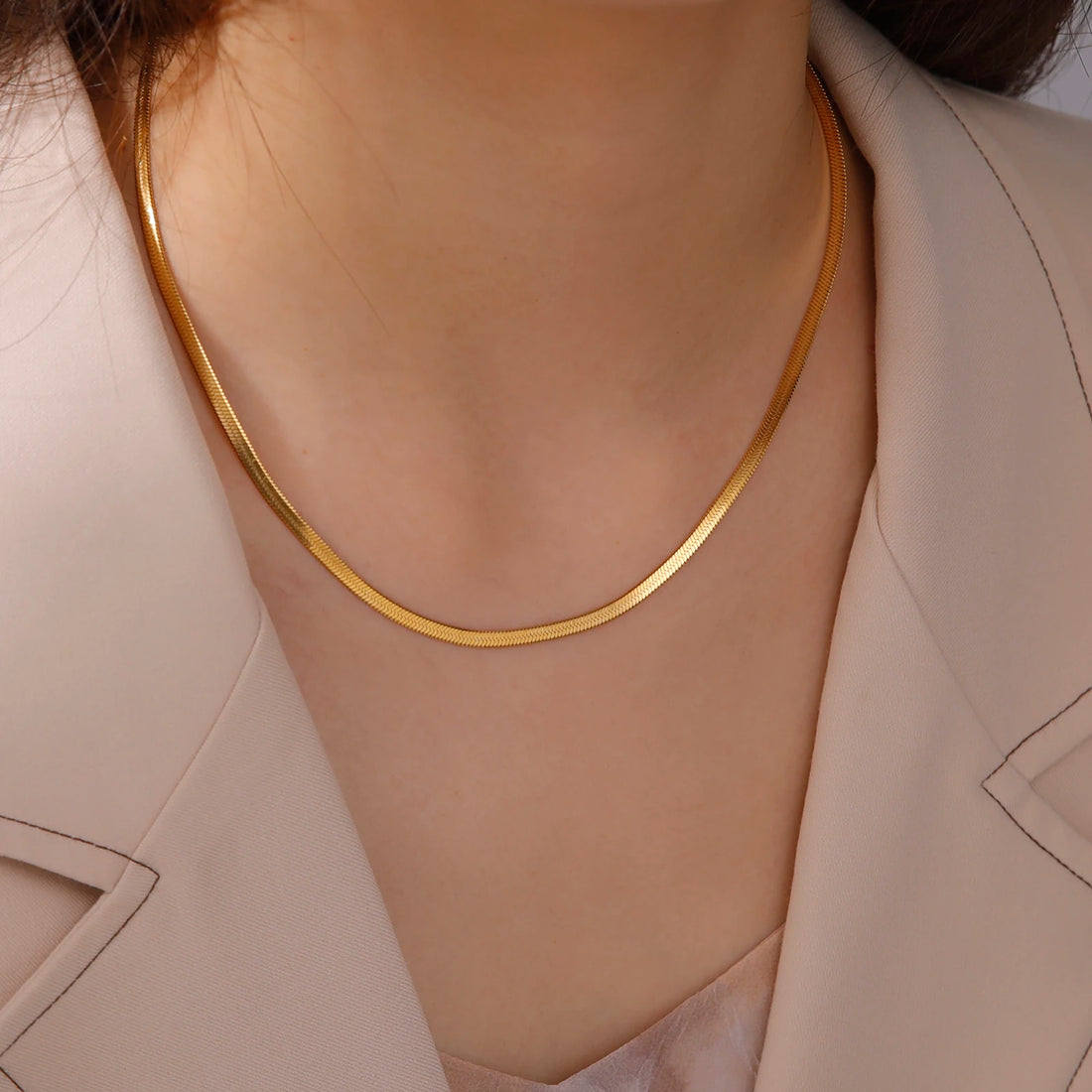 Stainless Steel Snake Chain Necklace for Women & Men in Gold & Silver