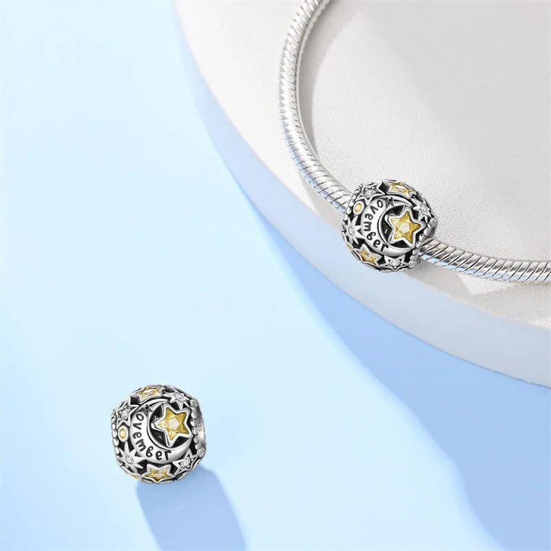 Birthstone Charms: Round in 925 Sterling Silver
