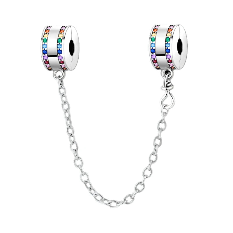 Sparkle Colors Safety Chain Charms for Pandora Bracelet