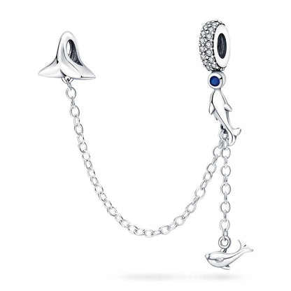 Hanging Dolphin Safety Chain Charms for Pandora Bracelet