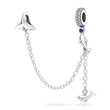 Hanging Dolphin Safety Chain Charms for Pandora Bracelet