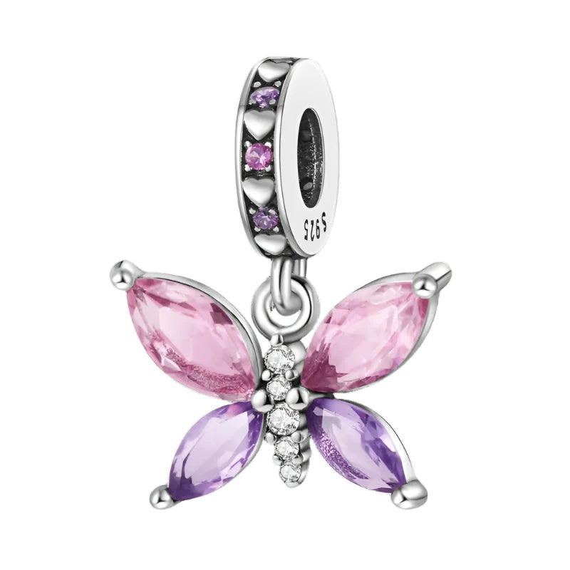 Pink & Purple Butterfly Charms for Pandora Bracelets & Necklaces - Heart Crafted Gifts