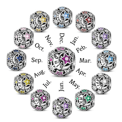 Birthstone Charms: Round in 925 Sterling Silver